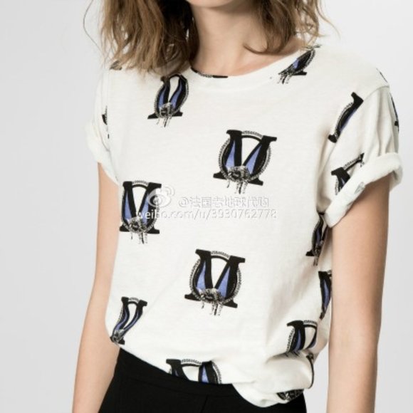 Maje white letter M t-shirt - French size 2 - Picture 1 of 4
